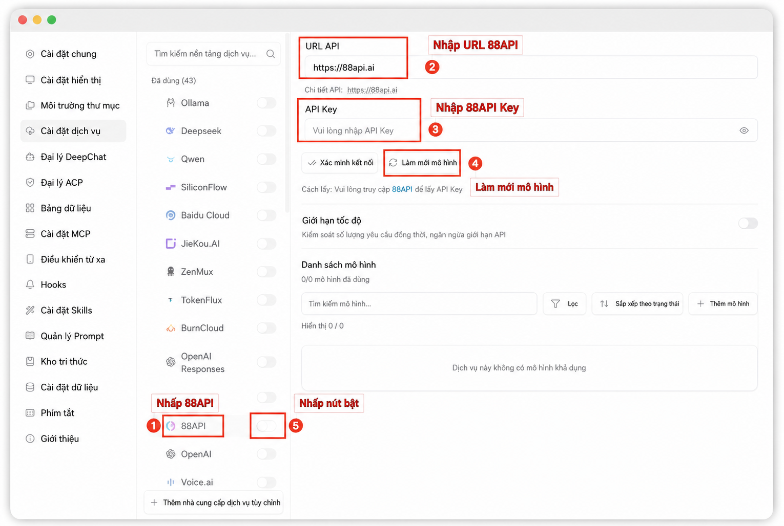 Hướng dẫn cấu hình thủ công DeepChat