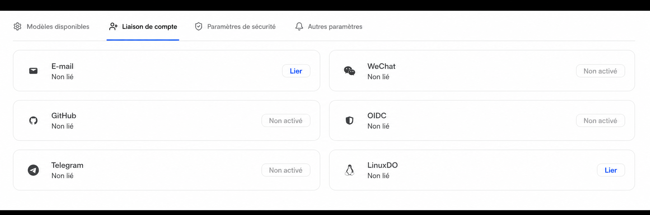 Liaison de compte