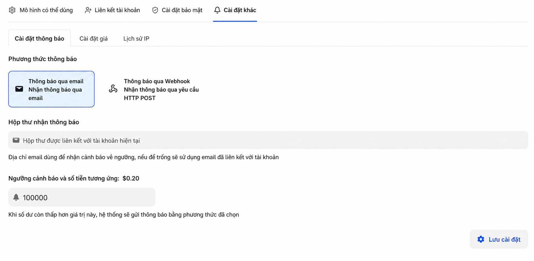 Thông báo qua email