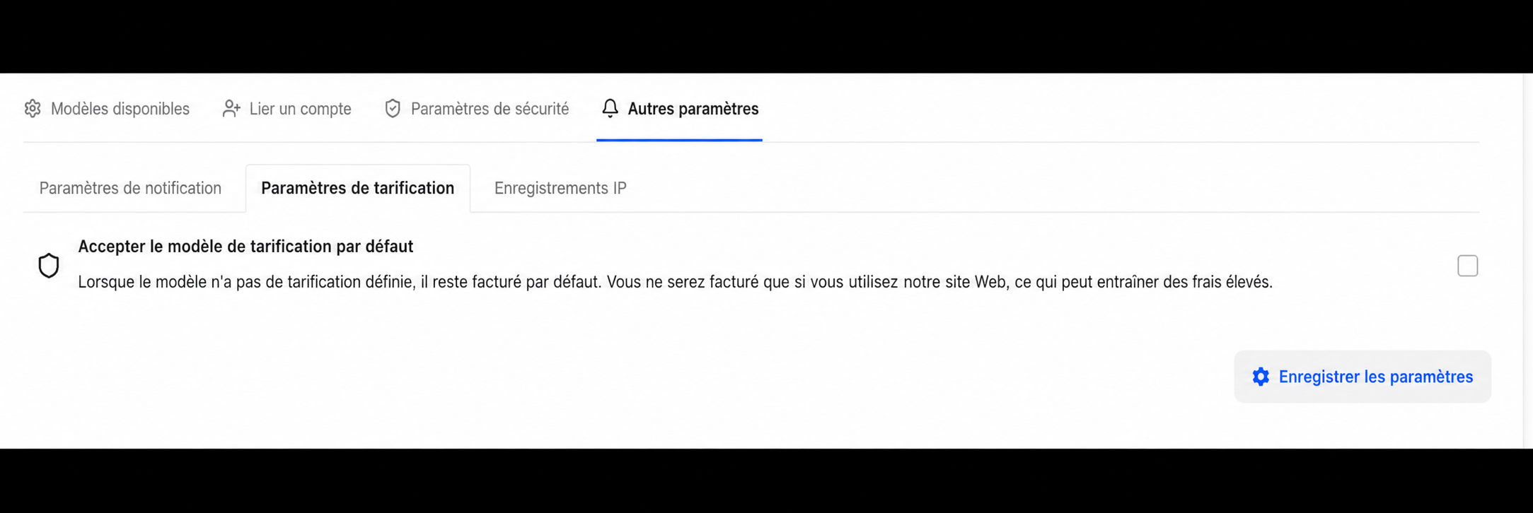 Paramètres de prix