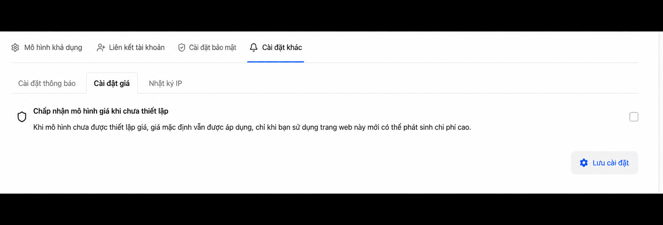 Cài đặt giá