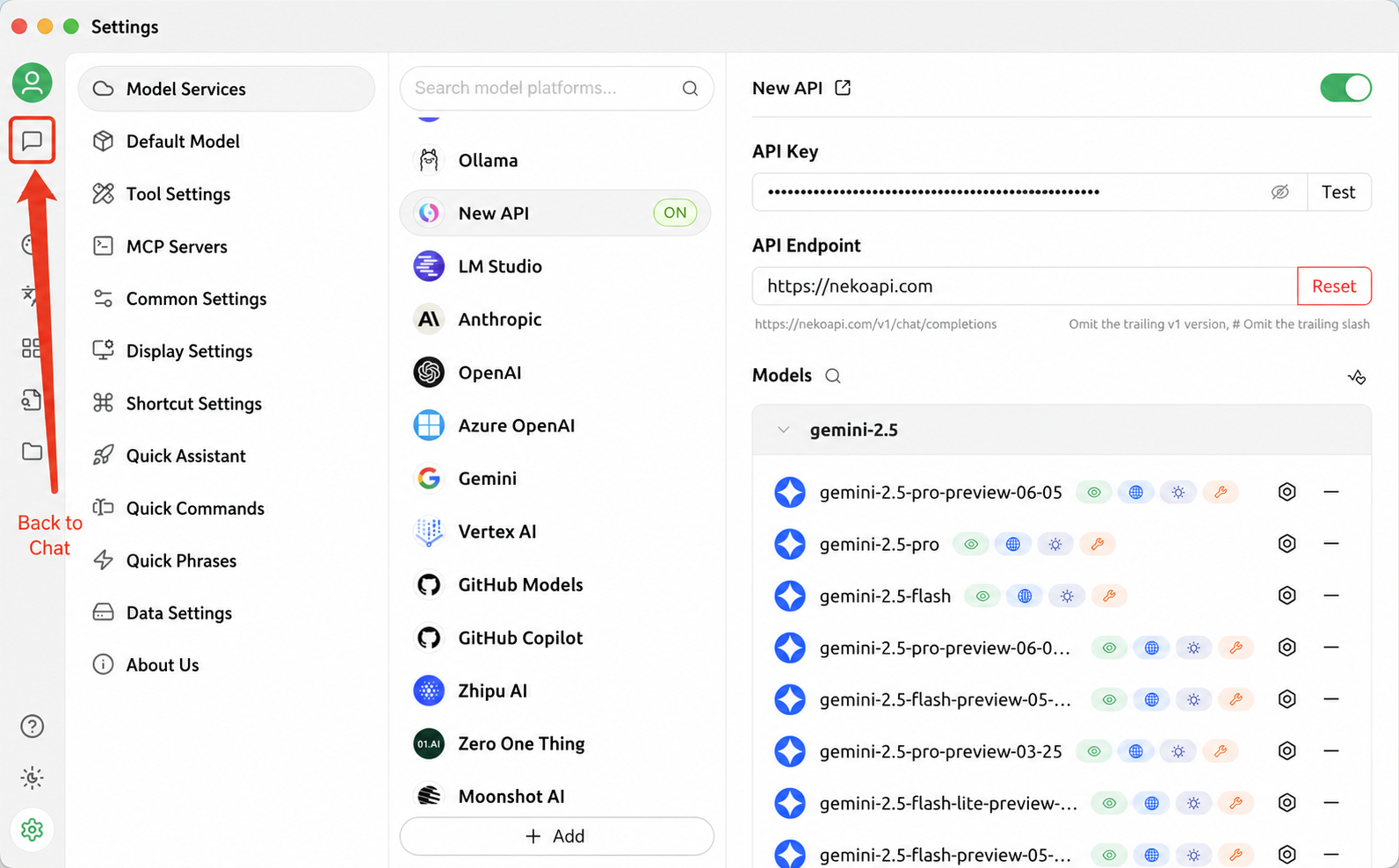 Switch to Chat Page