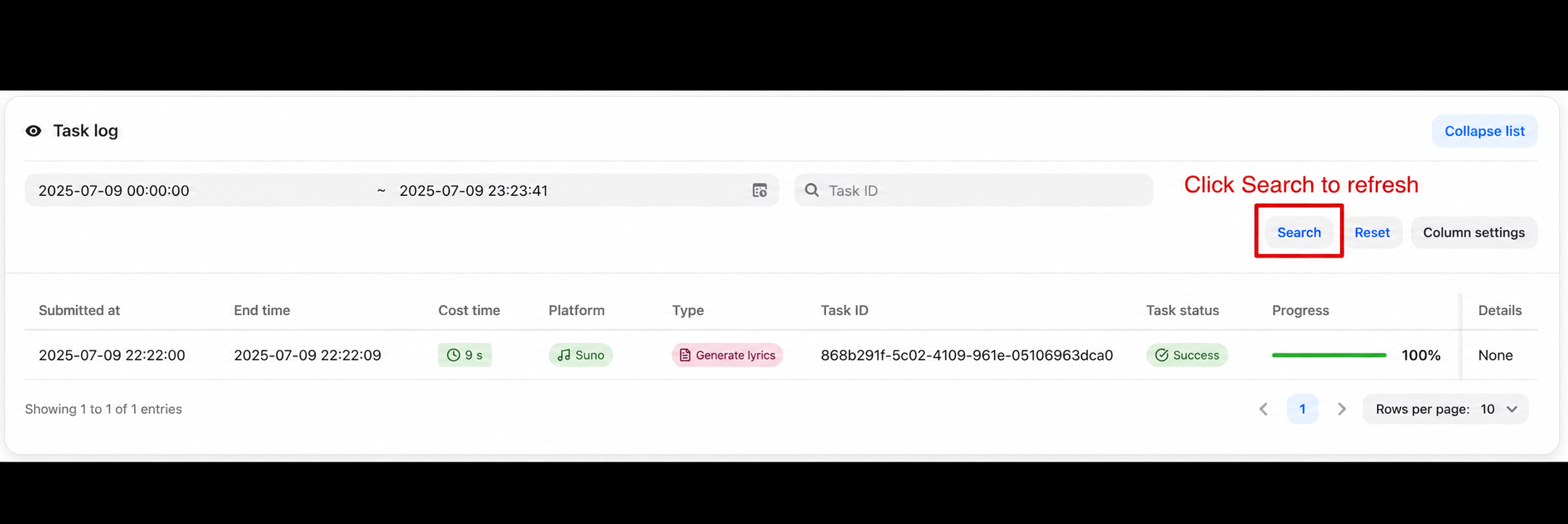 Task Log