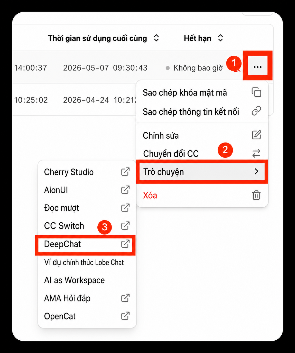 Chọn DeepChat